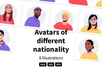 Avatars de différentes nationalités Pack d'Illustrations