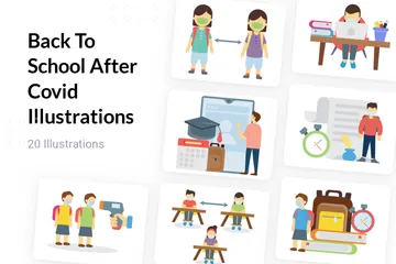 Back To School After Covid Illustration Pack