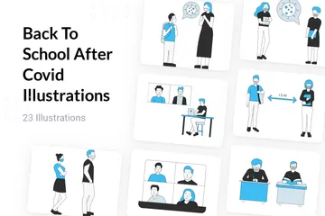 Back To School After Covid Illustration Pack