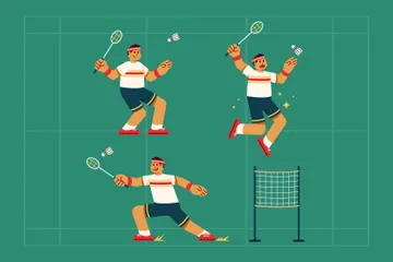 Badminton Player Illustration Pack