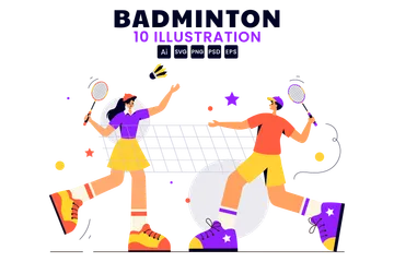 Badminton Player Illustration Pack