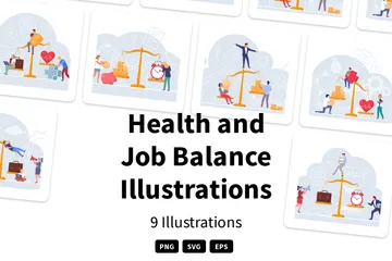 Balance zwischen Gesundheit und Beruf Illustrationspack