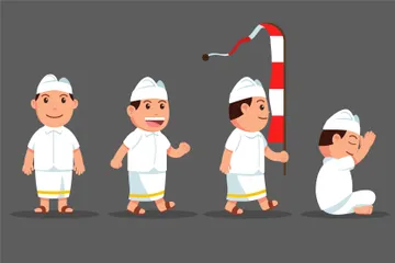 Bali Boy Cute Character Set Illustration Pack