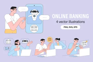 Acesso a operações bancárias via Internet Pacote de Ilustrações