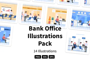 Bank Office Illustration Pack