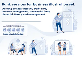 Bank Services For Business Illustration Pack