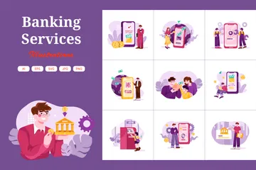 Bankdienstleistungen Illustrationspack