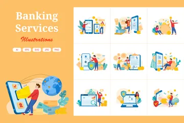 Bankdienstleistungen Illustrationspack