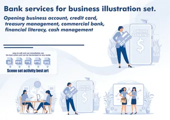 Bankdienstleistungen für Unternehmen Illustration Pack