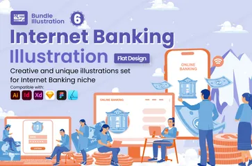 Services bancaires en ligne 1 Pack d'Illustrations