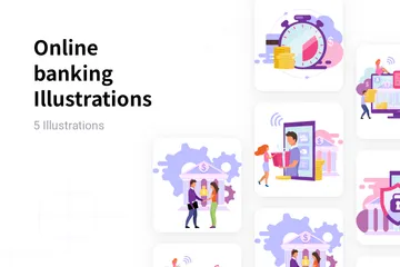 Services bancaires en ligne Pack d'Illustrations