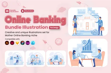 Services bancaires en ligne Pack d'Illustrations