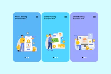 Services bancaires en ligne Pack d'Illustrations