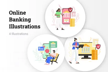 Services bancaires en ligne Pack d'Illustrations