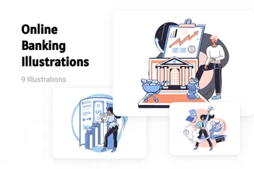 Services bancaires en ligne Pack d'Illustrations