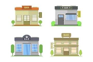 Bar Buildings Illustration Pack