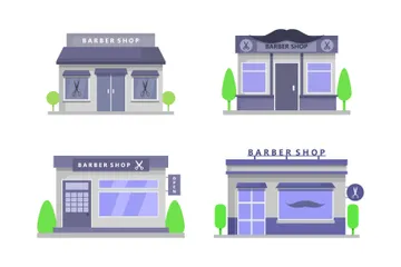 Barber Shop Building Illustration Pack