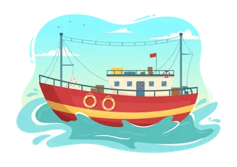 Barco de pesca Pacote de Ilustrações