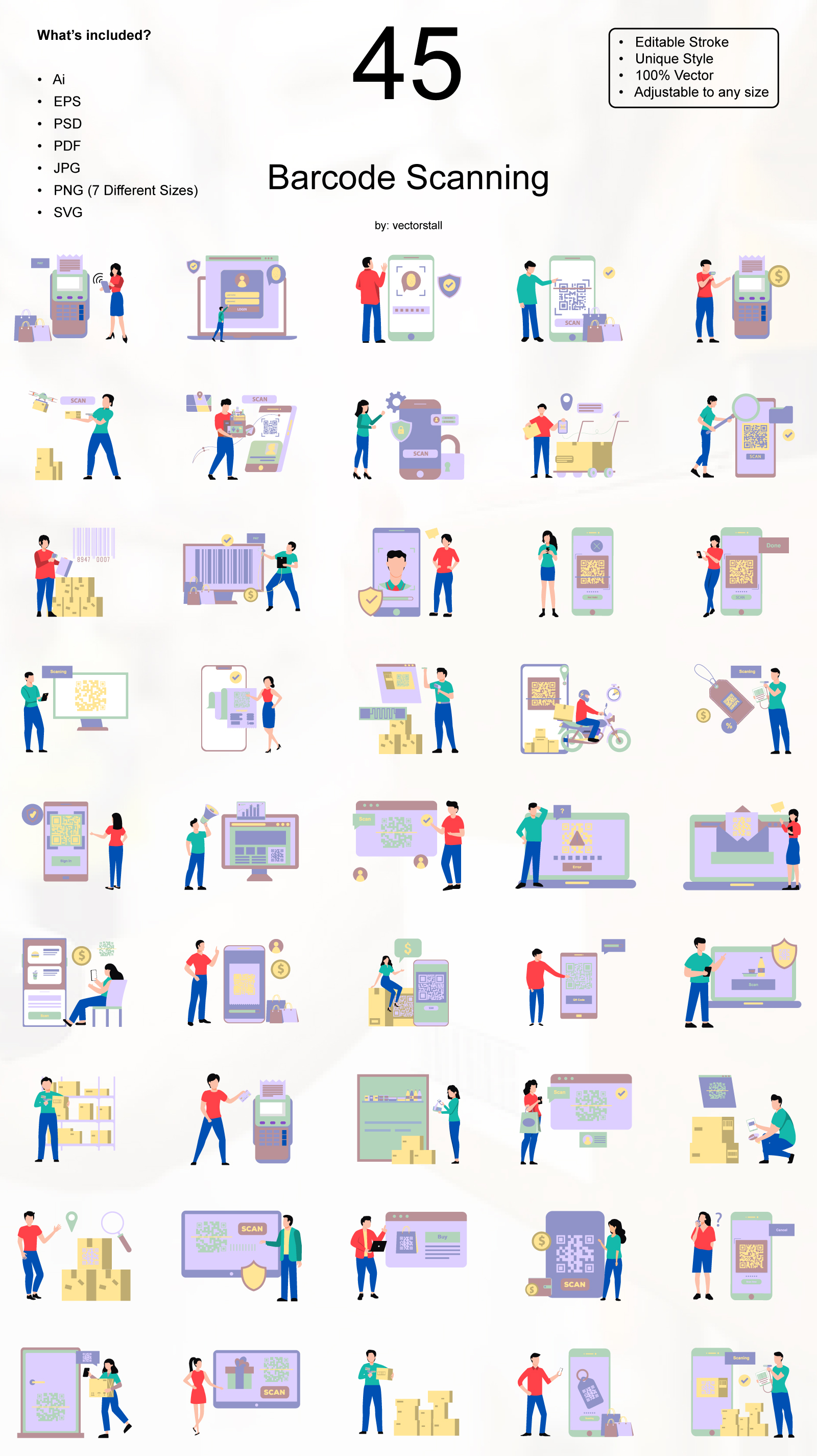 Premium Barcode Scanning Illustration pack from Miscellaneous Illustrations