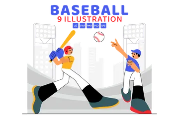 Baseball Player Illustration Pack