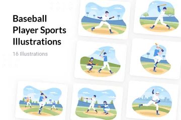 Baseball Player Sports Illustration Pack