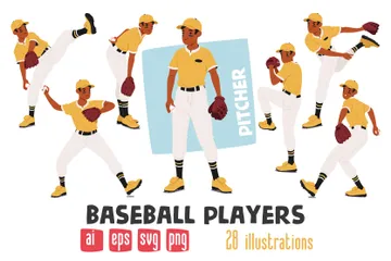 Baseball Players Illustration Pack