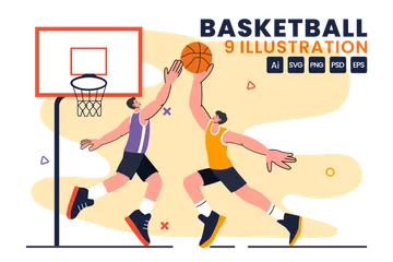 Basketball spielen Illustration Pack