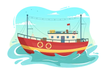 Bateau de pêche Pack d'Illustrations