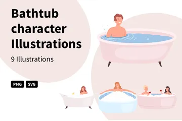 Bathtub Character Illustration Pack