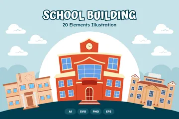 Bâtiment scolaire Pack d'Illustrations