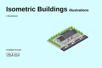 Bâtiments isométriques Pack d'Illustrations