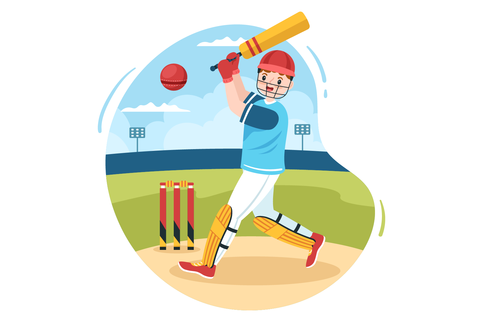 Batsman Playing Cricket Illustration Pack - 10 Free Download Sports ...