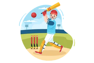 Batsman Playing Cricket Illustration Pack