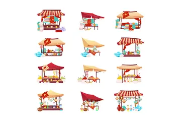 Bazaar Trade Tents Illustration Pack