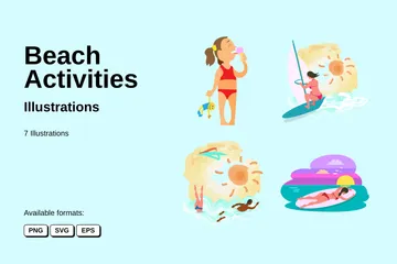 Beach Activities Illustration Pack