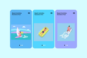 Beach Activities Illustration Pack