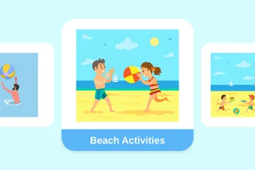 Beach Activities Illustration Pack