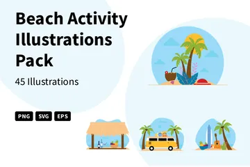 Beach Activity Illustration Pack