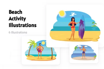 Beach Activity Illustration Pack