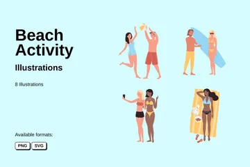 Beach Activity Illustration Pack