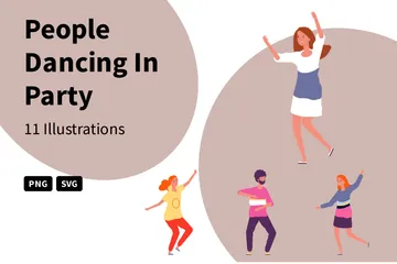 People Dancing In Party Illustration Pack