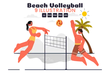 Beach Volleyball Illustration Pack