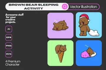 Bear Sleeping Activities Illustration Pack