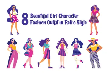 Beautiful Girl Character Illustration Pack