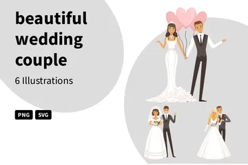 Beautiful Wedding Couple Illustration Pack