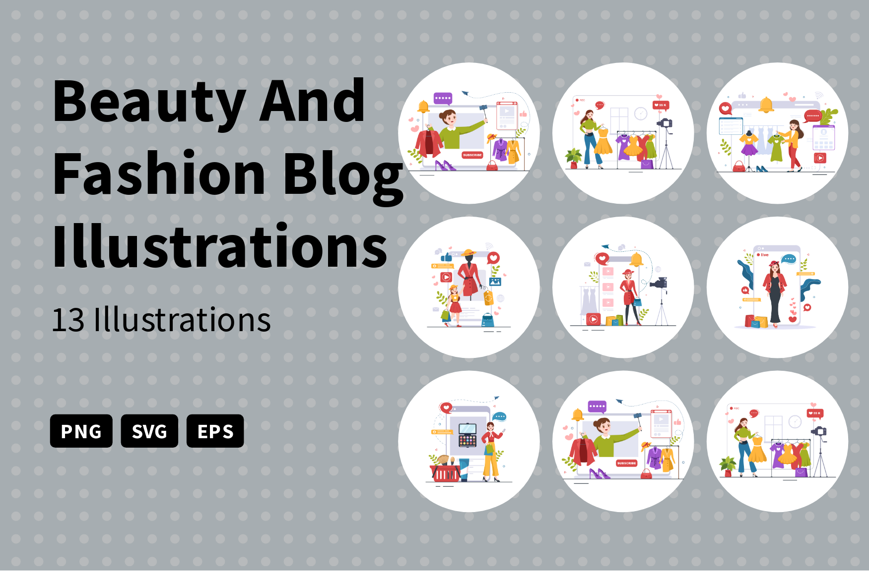 Premium Beauty And Fashion Blog Illustration pack from People Illustrations