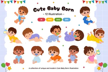 Bébé mignon nouveau-né Pack d'Illustrations