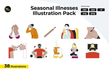 Behandlung der saisonalen Grippe Illustrationspack