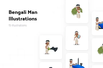 Bengali Man Illustration Pack
