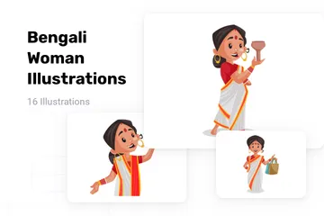 Bengali Woman Illustration Pack